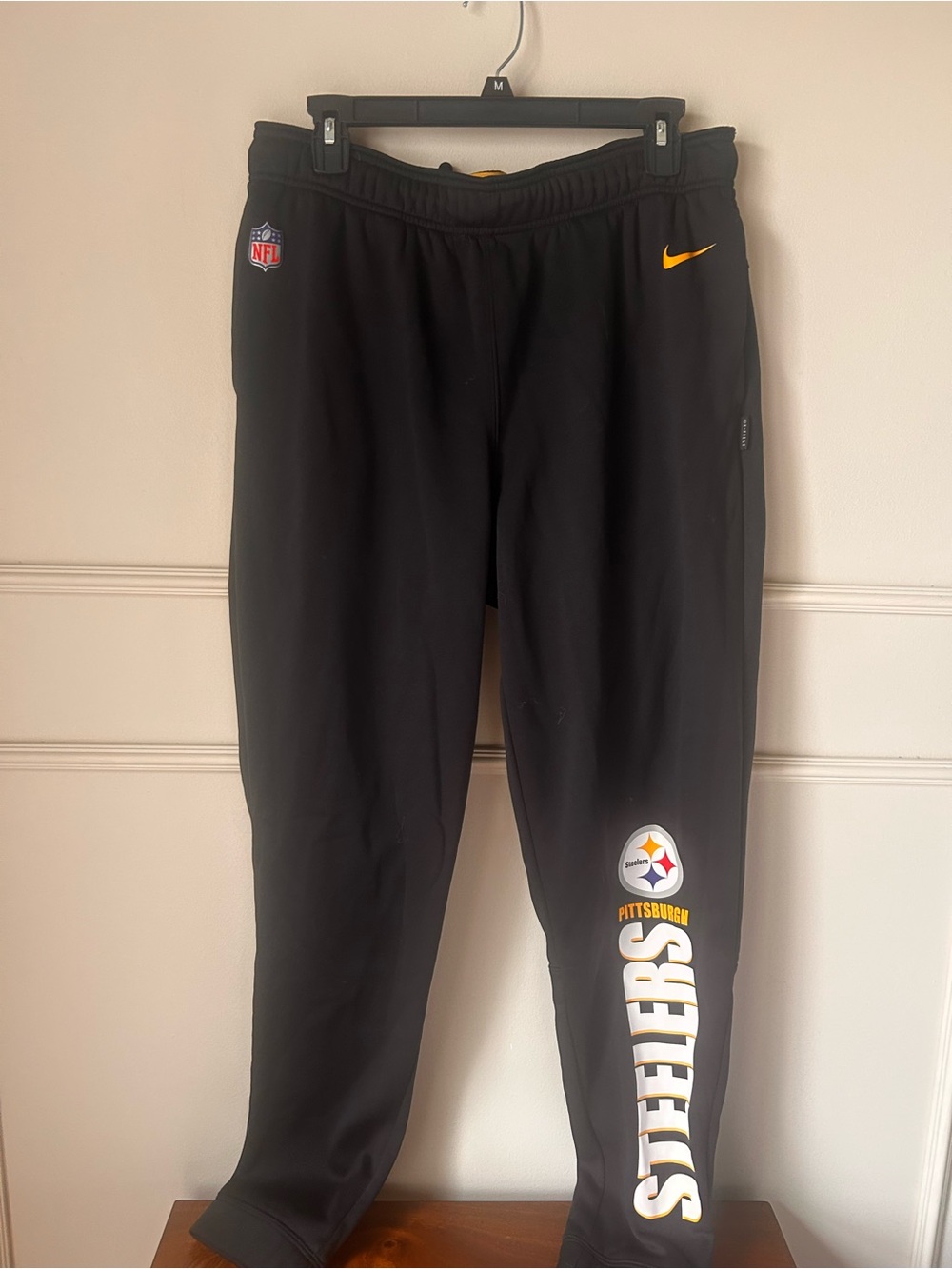 NFL Mens Black & Yellow Pittsburgh Steelers Joggers